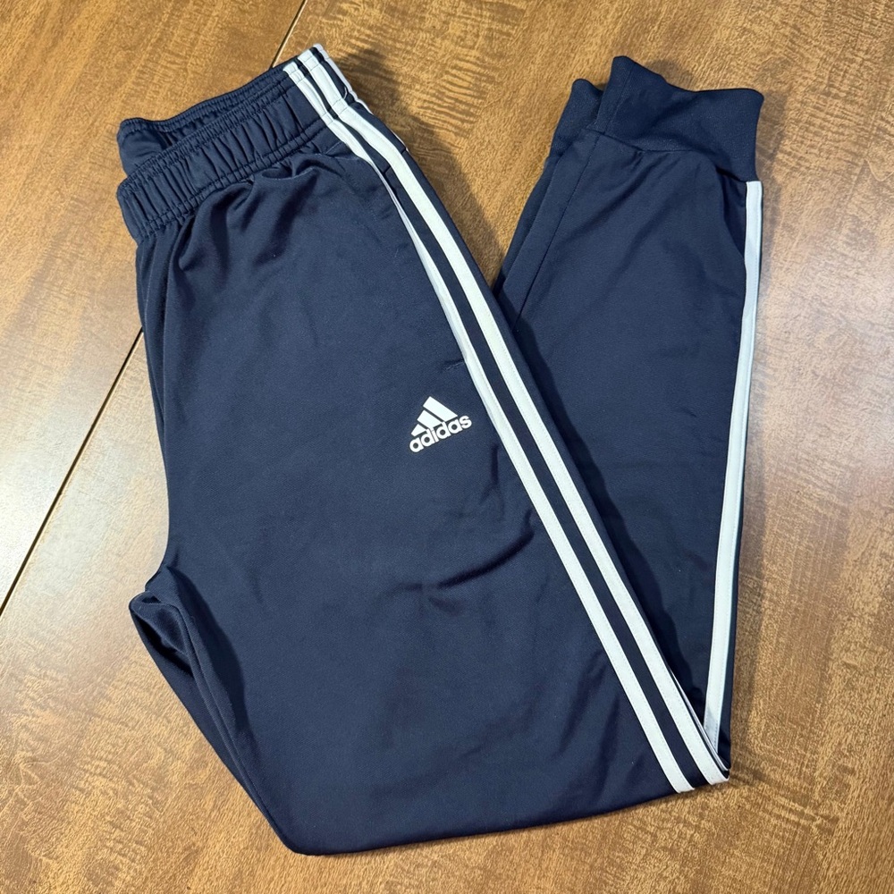 Adidas Navy Joggers with White Stripes
